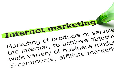 Image showing 'Internet marketing' highlighted in green