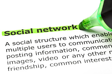 Image showing 'Social network' highlighted in green