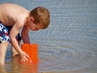 Image showing boy playing at beach