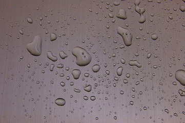 Image showing water drops on metal surface