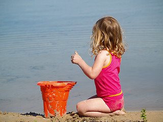 Image showing girl playing at beach