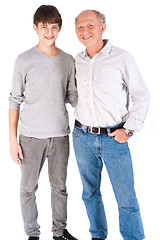 Image showing Teenager and grandfather, in studio