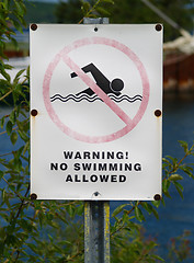 Image showing warning no swimming sign