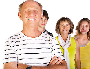 Image showing Happy family, old man in focus