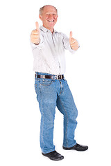 Image showing Portrait of old man showing thumbs up