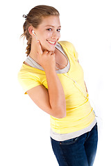 Image showing Attractive young girl with headphones