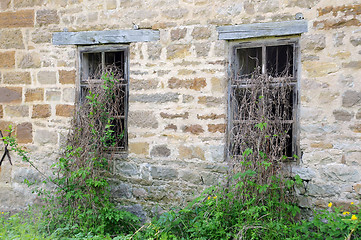 Image showing Windows of Old Abandoned Mill