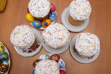 Image showing Easter cakes and eggs