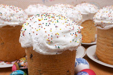 Image showing Easter cakes and eggs