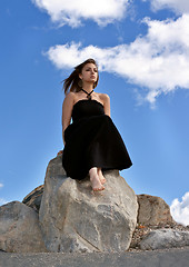 Image showing beautiful girl in a black dress