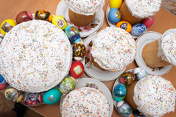 Image showing Easter cakes and eggs