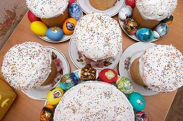 Image showing Easter cakes and eggs