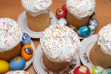 Image showing Easter cakes and eggs