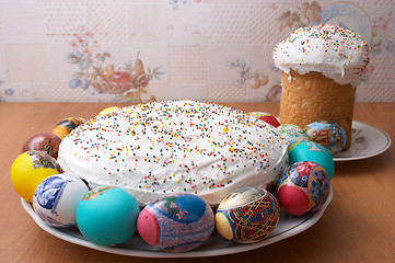 Image showing Easter cakes and eggs