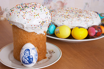 Image showing Easter cakes and eggs