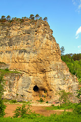 Image showing Kalimoskan rock with cave in southern Ural