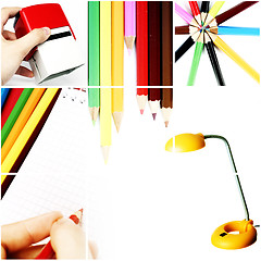 Image showing Colorful office collage.