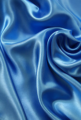 Image showing Smooth elegant dark blue silk as background 