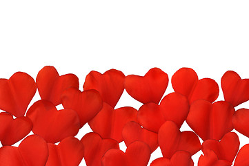 Image showing Petals in heart shape over white background - frame. Clipping path included.