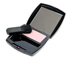 Image showing cosmetic set rouge with mirror and brush