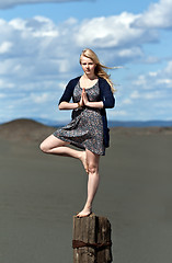 Image showing yoga girl standing on one leg