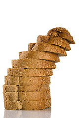 Image showing tower of sliced brown bread