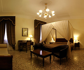 Image showing Canopy bedroom sepia