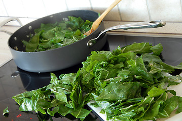 Image showing Preparing spinach