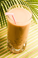 Image showing Pearl milk drink on white. Bubble tea