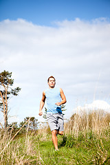 Image showing Mixed race man running