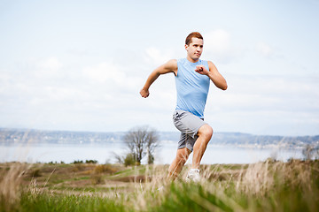 Image showing Mixed race man running