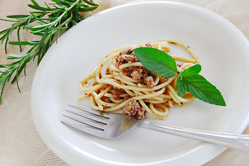 Image showing Spaghetti with minced meat