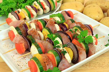 Image showing Grill skewer preparation