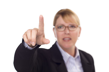 Image showing Businesswoman Reaching Out with Finger