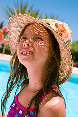 Image showing Summer girl - happy 9 years old girl on summer vacation