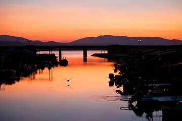 Image showing Sunset at Adriatic sea bay.