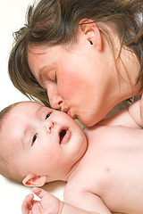 Image showing mother kissing baby