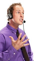 Image showing businessman working in a call center