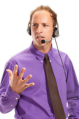 Image showing businessman working in a call center