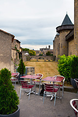 Image showing The street scene in Carcassonne