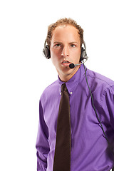 Image showing businessman working in a call center