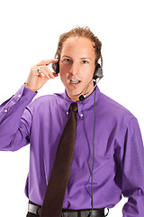 Image showing businessman working in a call center