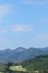 Image showing Golf course surrounded by forest