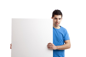 Image showing Man holding a blank billboard