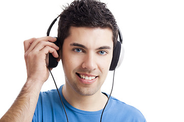 Image showing Young man listen music