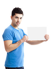 Image showing Holding a blank billboard