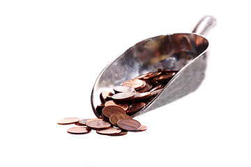 Image showing Heap of coins isolated on white background 