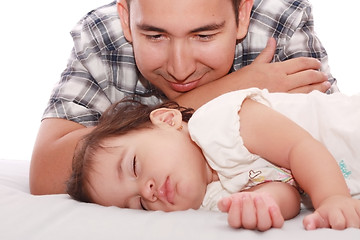 Image showing Portrait of loving father and his baby 