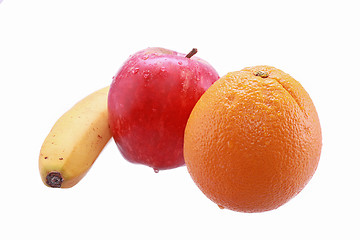 Image showing Apple, orange and banana isolated on white background.