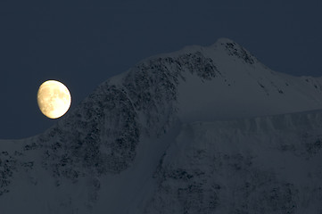 Image showing Moon over Belukha summit